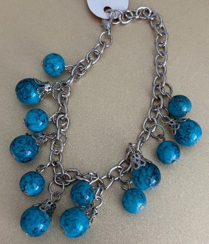 Bracelet argente perles - argente,