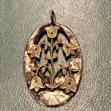 Antique Art Deco Sterling Silver Tulip Flower Pendant 