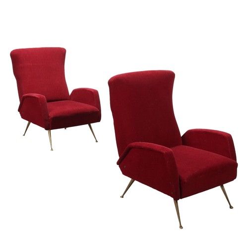 Fauteuils vintage laiton tissu - vintage,