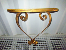 OLD WROUGHT IRON SCROLL CONSOLE HAMMERED-STONE LUIGI COLLI-YEAR 50-N°CC8