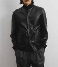 Veste en cuir noir homme