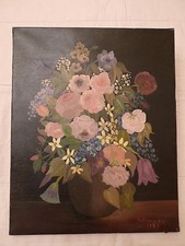 S. MEUNIER 1987 Fleurs  Toile