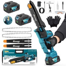 Tronçonneuse Mini 8" Sans Fil 1300W, 8000mAh Autolubrifiante pour Jardinage