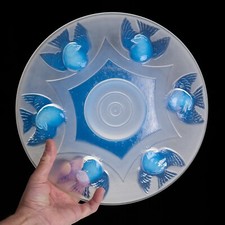 Opalescent Glass Cut Bird Sparrow EZAN Crystal Ezanville Art Deco