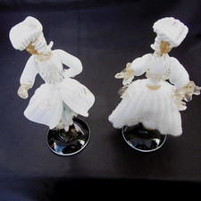 couple Venice Carnival Murano Crystal Glass Costume
