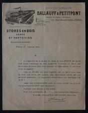 Invoice 1916 catalogue PARIS wooden blinds BALLAUF PETITPONT illustrated 132