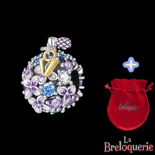 Charm rond fleur  Pour bracelet PANDORA - Argent S 925. + pochette