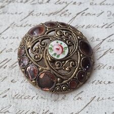 Antique Pink Enamel Button Late 19th Century Victorian Enamel Button 19thC 