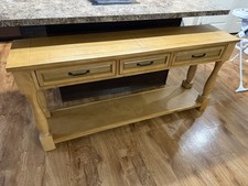 NEW- Solid Pine Console Table with 3 Drawers and Lower Shelf
