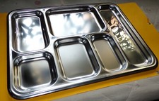 PLATEAU REPAS EN INOX DE FABRICATION FRANCAISE  POUR L'ARMEE FRANCAISE   , LONGU