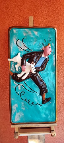 Tintin milou plaque relief - tintin,