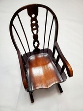 Vintage Miniature Wood Doll Rocking Chair Beautiful Chair Backing