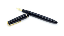 VINTAGE PARKER SENIOR DUOFOLD FOUNTAIN PEN IN BLACK FIRM 14K MEDIUM NIB ENGLAND