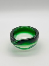 Cendrier en cristal de Saint-Louis St-Louis Demi-Sphère Overlay Rare Vert Saturn