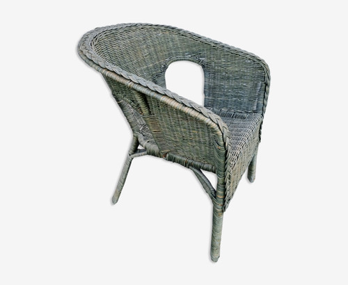 Fauteuil rotin vert - /bleu, de