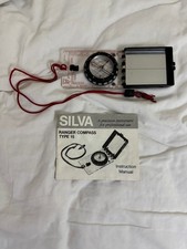 Silva Ranger Type 15 Compass with Mirror Magnetic Adjustment Key Manual Vintage