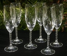 6 Crystal d'Arques Champagne Flutes Model Epi Fleury