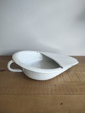 Antique Enamelled Metal Bed Basin / Chamber Urinal - France - Vintage 