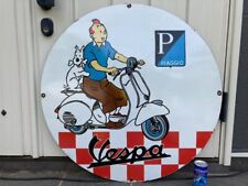 Plaque émaillée Les Aventures de Tintin Vespa Retro Rare Vintage Sign Board