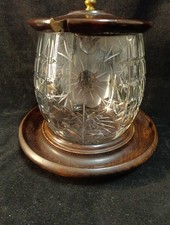 Magnifique Pot A Biscuits Cristal Ciselé Belgique 1920 Finement Ciselé TBE