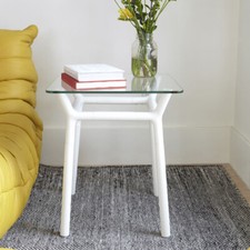 Umbra Table D'Appoint Blanc Basse en Verre de Salon Console