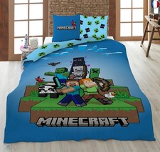 Parure de Lit Réversible Minecraft Ready to Survive, Housse de Couette 140x200 
