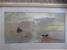 Gouache Marine  par Georg Romin artiste coté sur Arprice et Arcadja. 25x48cm.