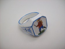 Vintage Delft Porcelain Handpainted Napkin Ring, Dutch Man
