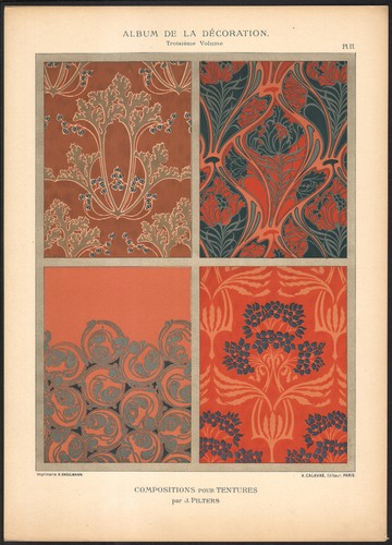 1900 lithographie tentures - 1900,