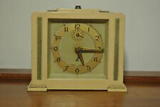 Antique Art Deco Made in France JAZ Alarm Clock Case Lacquered Metal Beige