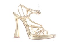JLO by Jennifer Lopez Womens Tanin Gold Ankle Strap Heels Size 6.5 (7830042)