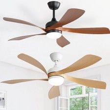 Ventilateur de plafond moderne 132cm moteur DC réversible 5 lames ABS lumière