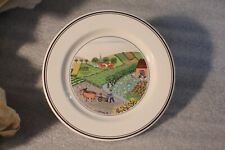 1 VILLEROY & BOCH PORCELAIN 6.5" DESSERT BREAD PLATE RARE PLOWING DESIGN NAIF