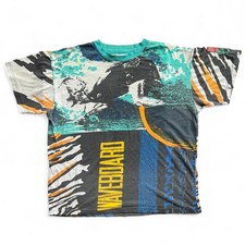 Vintage Wave Board Surfing AOP Surf T Shirt Surfer Beach XL USA 80s 90s Pattern
