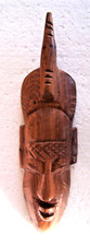 MASQUE ( tête ) AFRICAIN en BOIS SCULPTE Beau Décor Mural Ethnique