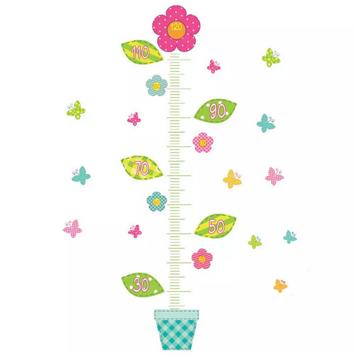 Sticker toise fleurs déco - -,
