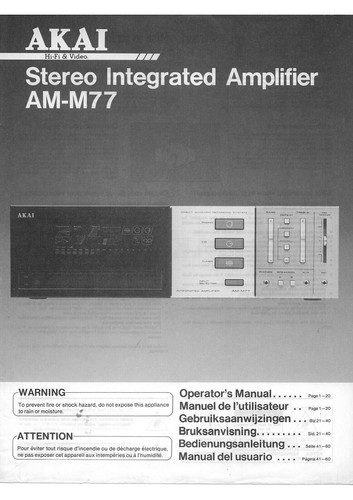 Akai m77 amplifier owners - am-m77,