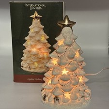 International Bazaar White Lighted Holiday Ceramic Christmas Tree Table Lamp