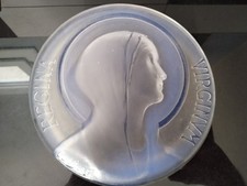 ANCIENNE PLAQUE ART DÉCO VERRE OPALESCENT VIERGE MARIE signé GUILBERT