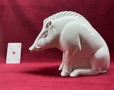 WILD BOAR SCULPTURE STATUE ANIMALIER SANGLIER COCHON LEMANCEAU CRAQUELE ART DECO