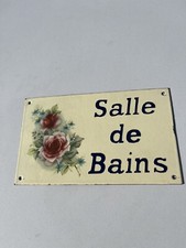 OLD ENAMEL PLAQUE bathroom CLEAN DECOR ROSES