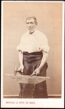 Man with anvil. Marshal-Ferrant, blacksmith, shoemaker. CDV circa 1865. Rouen
