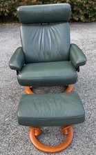 Stressless Pegasus Recliner Chair With Ottoman Green Leather Ekornes Norway Mint