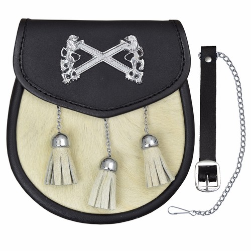 Sporran cuir veau blanc - sporran,
