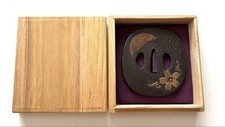 Samouraï Katana Tsuba garde-main Sord Antique Worrier Moon Cherry Japanese Sa...