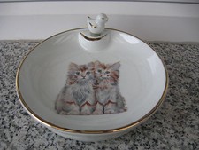 ASSIETTE à BOUILLIE PORCELAINE LIMOGES LE TREFLE Décor CHATS