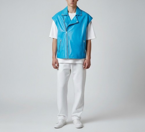 Yoox gilet cuir bleu - gilet, en