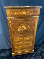 Secrétaire de dame XIXe à décor floral richement marqueté Napoléon III