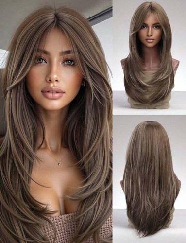 Perruque brune longue - perruque,