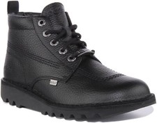 KICKERS Hi Haut Tumble Cuir Premium Couture Hommes Bottes Noir Taille 6 - 12